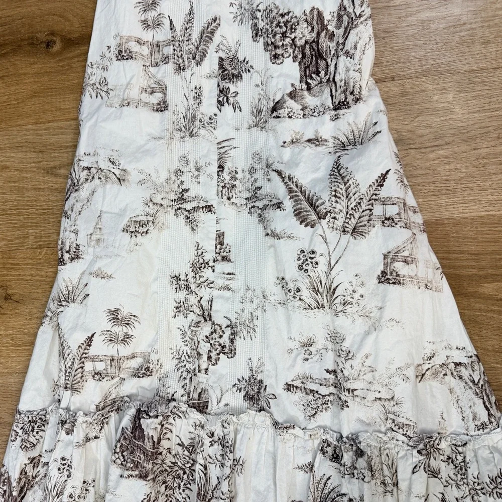 NICHOLAS Jordane White and Brown Floral Sleeveless Maxi Dress
